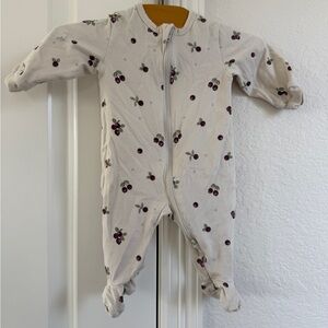 Organic Petit Lem Cherry Print Newborn Pajamas Double zip